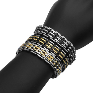 สร้อยข้อมือผู้ชายแบบ Cuban Link ดีไซน์หรูหราสั่งทำพิเศษ  วัสดุสแตนเลสชุบเงิน สไตล์คลาสสิก - Product Image 4