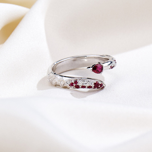 Messi Jewelry MSR-2121 925 Silver Round Shape Eternity <b>Ring</b> Red Gemstone Lab Grown <b>Diamond</b> <b>Ring</b> Wedding <b>Ring</b> - Product Image 5