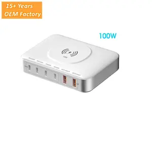 Evrensel masa 100W 15 W 6 In 1 QI akıllı telefon adaptörü taşınabilir hızlı şarj Samsung Iphone 14 15 kablosuz şarj