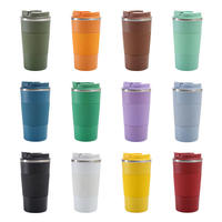 Mug à café isotherme de luxe unique en acier inoxydable à double paroi avec couvercle, réutilisable, mignon, pour les voyages, logo personnalisé imprimé