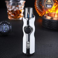 Briquet torche gonflable à flamme bleue, nouveau modèle personnalisé, coupe-vent, puissant, en métal, pour allumeur de cigares et barbecue extérieur