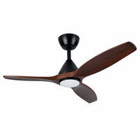 Kipas Angin Plafon Downrod 52 Inci dengan Kit Lampu LED, Motor DC, 3 Baling-baling Walnut Solid, Remote WiFi untuk Kamar Tidur dan Ruang Tamu