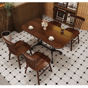 Ristorante in legno massello per il tempo libero discussione retrò stile americano caffè e pub vintage ristorante set di tavoli e sedie - Product Image 3