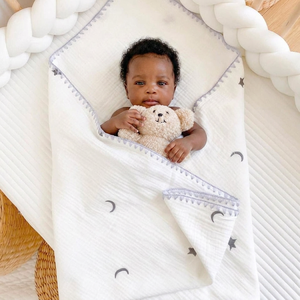 Organic <b>Swaddle</b> <b>Blanket</b> Baby Knitted Soft Cotton Muslin Newborn Wrap Breathable Cozy Eco-Friendly Infant Bedding - Product Image 1