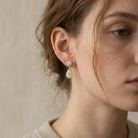 Boucles d'oreilles pendantes en moissanite VVS poire et ronde, en argent sterling 925 plaqué or 18 carats, bijoux fins de luxe pour femmes