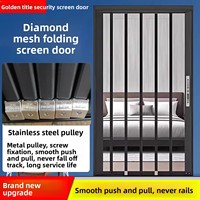 Pintu Lipat Geser Anti Nyamuk dari Aluminium Alloy Modern Tanpa Bor, Anti Hama Kucing Anjing Tikus, Balkon Tak Terlihat, Jaring 20x20mm, 5