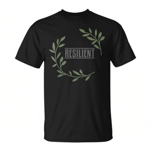 T-shirt Resilient Olive Branch noir à col rond unisexe adulte taille moyenne - Product Image 3