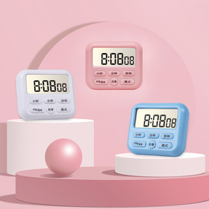 Mini temporizador digital con pantalla LCD, reloj despertador con cuenta atrás de 120 minutos para cocina, estudio, tareas de niños, exámenes, forma rectangular, rosa, azul - Product Image 1
