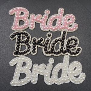 Precio al por mayor muestra gratis Rosa novia DIY parche bordado con cuentas de cristal de diamantes de imitación para decoración de sombrero de boda hecho de resina - Product Image 6
