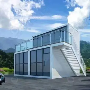 Casa pequeña moderna prefabricada para tienda, contenedor de 40 pies, casa de vidrio