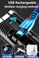 Nouveau 4led USB rechargeable lampe de poche cob côté lumière multifonctionnelle forte lumière lampe de poche extérieure LED portable ménage