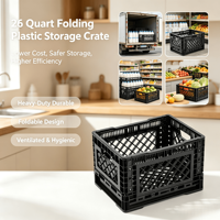 Caisse à lait pliable robuste de 26 litres en plastique, empilable, ventilée, panier de rangement, conteneur de transport pour supermarché et entrepôt