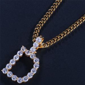 Collier pendentif unisexe, chaîne en or, zircone, initiale Q, bijou ras du cou, pour hommes et femmes, 2019 - Product Image 5