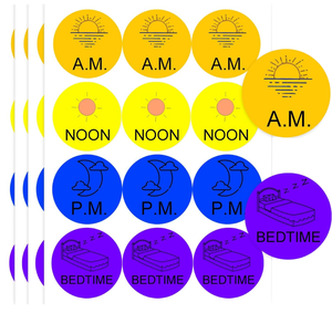 Autocollants de routine quotidienne pour enfants avec code couleur personnalisé - AM/NOON/PM/HEURE DE DÉSOUHAUTEMENT - Étiquettes rondes autocollantes - Product Image 1