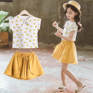 Vêtements pour enfants en gros, version coréenne tendance, ensemble pantalon et chemise pour filles, vêtements d'été pour femmes - Product Image 3
