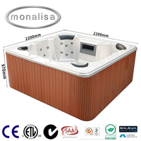 Bain à remous extérieur de luxe - Spa en acrylique pour 7 personnes avec jets de massage corporel complet, éclairage d'ambiance LED et certification CE/ETL.