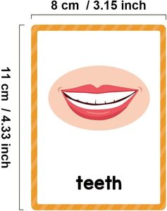 Tarjetas de Memoria de Partes del Cuerpo para Niños Pequeños, Tarjetas de Aprendizaje de Vocabulario en Inglés con Ilustraciones, Juguetes Educativos Tempranos para Niños - Product Image 6