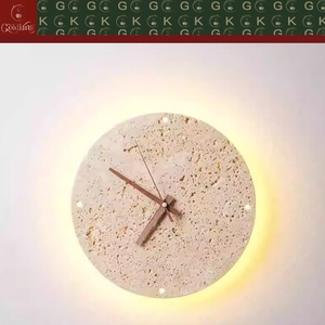 Applique murale GOLDKING pour salon et hall d'hôtel, design en forme d'horloge en travertin beige naturel, pour décoration intérieure moderne, OEM ODM - Product Image 2