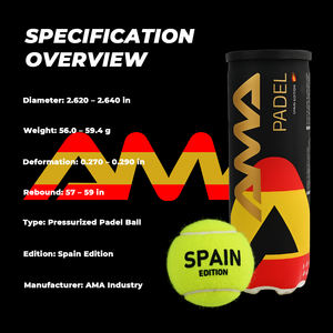 Pelotas de Pádel de Caucho Crudo Presurizado, Alto Rendimiento, Competición Profesional, OEM <span class=keywords><strong>AMA</strong></span>, Modelo España - Product Image 6