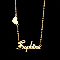 Colliers personnalisés à la mode en dropshipping, plaqués or 18 carats, cœur, papillon, plaque de nom en acier inoxydable, bijoux personnalisés