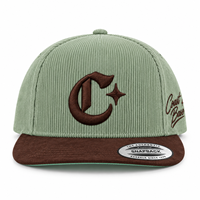 Casquette Snapback à visière incurvée de haute qualité, bicolore, 5 panneaux, avec logo brodé 3D personnalisé, en velours côtelé, style baseball
