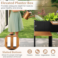 Table surélevée en rotin tressé à prix abordable, ensemble de mobilier de patio extérieur pour plantes aromatiques et fleurs