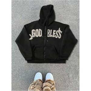 Sweat-shirt à capuche zippé pour homme personnalisé, 100% coton French Terry, respirant, streetwear graphique, veste décontractée - Product Image 1