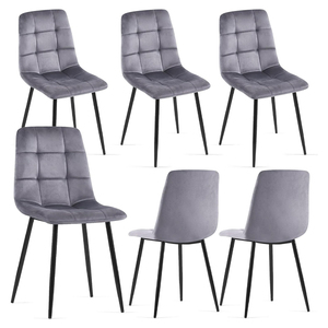 Chuyên nghiệp Chrome mạ đen nhà hàng ghế kem màu xám nhung phòng ăn ghế - Product Image 1
