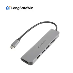 산업용 6-in-1 Type-C 멀티포트 어댑터 썬더볼트 3 도킹 스테이션 (USB 3.0 HDMI 이더넷 USB-C 허브 포함)