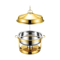 Plat à chafing de haute qualité 9L en acier inoxydable doré pour la restauration, ensemble de plats de buffet avec couvercle à poignée
