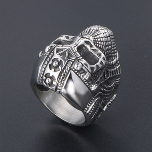 Skull <b>Titanium</b> Steel <b>Ring</b> Men's Punk Fashion Jewelry SA458 Skeleton Metal Retro Geometric Design Gift - Product Image 3