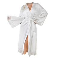 Bata de baño de malla de poliéster transpirable y refrescante para verano, camisón de longitud media, pijama elegante con cuello en V y lunares para mujer
