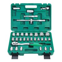 Boîte à outils à cliquet 24T avec outils inclus, ensemble de clés à douille 1/2 "Dr, boîte de 37 pièces