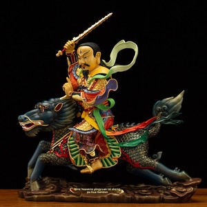 Statue en Cuivre Pur du Dieu du Tonnerre Yingyuan <span class=keywords><strong>de</strong></span> Neuf Jours, Puhua Tianzun, avec Gravure, Lei Gong Nanji, Changsheng, l'<span class=keywords><strong>Empereur</strong></span> monté sur un animal - Product Image 1