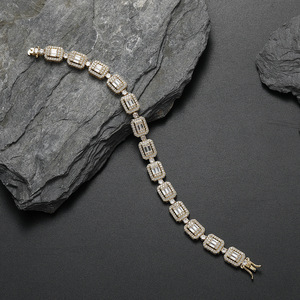 Pulsera de tenis rectangular cuadrada combinable, collar de moda Hip Hop Tanjing Lijing de cobre y circonio - Product Image 3