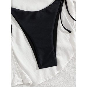 Conjunto de bikini de 2 piezas FOXA para mujer con ojales, top halter y braguita de corte cheeky con lazo lateral - Product Image 2