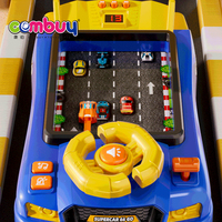 Jeu de course d'aventure pour enfants sur ordinateur de bureau avec volant, jouets de simulation musicaux lumineux et colorés en plastique