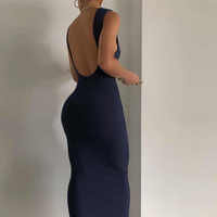 Nouvelle robe dos nu côtelée robe longue tricotée pour femmes robe longue sexy sans manches pour femmes