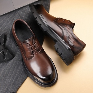 Chaussures habillées décontractées pour hommes à semelle épaisse, imperméables, style automne, en cuir véritable, idéales pour les fêtes et les occasions professionnelles - Product Image 1