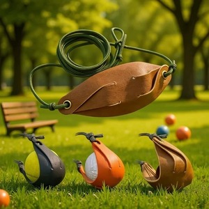 Étui en cuir véritable pour <span class=keywords><strong>lance</strong></span>-<span class=keywords><strong>pierre</strong></span> de style ancien, pour sports de plein air, chasse, durable, léger et portable - Product Image 2