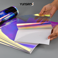 Étiquettes autocollantes en film PET holographique iridescent pour imprimante Epson, autocollants adhésifs, commande personnalisée