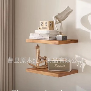 Wooden <b>Wall</b> <b>Mounted</b> <b>Shelf</b> Solid Wood Rectangle Kitchen Bedroom Living Room Decorative Storage Rack - Product Image 3