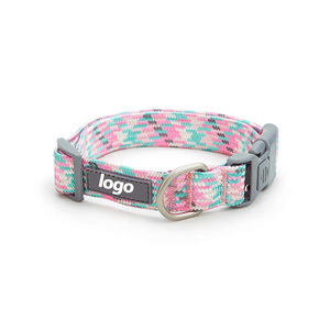 Adjustable Printed Nylon Dog Collar Custom Embossed Logo Metal D <b>Ring</b> Fashion Pet Collar Multiple Colors Available Daily Walking - Product Image 2