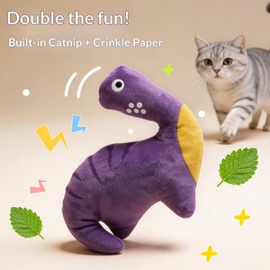 Nuovo Giocattolo Interattivo per Gatti a Forma di Dinosauro in Peluche, Set da Cinque Pezzi con Suono Divertente, Giocattolo Auto-Intrattenente per Animali Domestici, Vendita Calda - Product Image 2