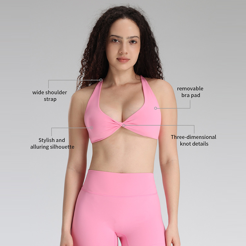 OEM Womens V Neck Twist Front Design Yoga Crop Tops Cross Cross Back Gym Workout Bra Women's Yoga Sports Bras for Women Fitness