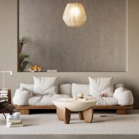 Table basse en travertin style MgO avec pieds en bois, pour intérieur/extérieur, patio, salon, mobilier moderne minimaliste pour salon
