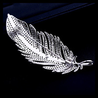 XILIANGFEIZI Broche Plume Euro-Américaine en Or Véritable 18K, Corsage en Cuivre et Zircon, Vente Chaude, Accessoire Cadeau pour Mariage et Fête