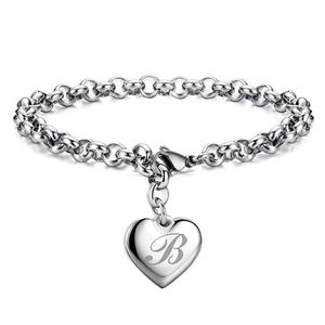 Pulsera de Acero Inoxidable 316L con Letra Corazón Infinito, Chapada en Oro de 18K, para Mujer, Unisex, Joyería Plateada - Product Image 1