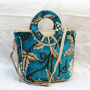 kashmir ari work Floral Tote Bag Cotton Fabric Shoulder <b>Handbag</b> Zipper Hobo Purse for Women - Product Image 1