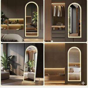 Miroir arqué noir 60x170cm, miroir sur pied moderne pleine longueur - Product Image 1